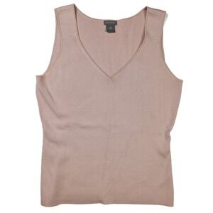 Ann Taylor Mauve Sleveless Wide Strap V-Neck Formal Blouse Women's Size Medium